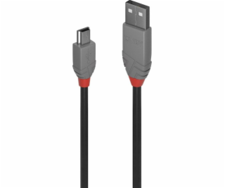 Lindy USB-A - miniUSB USB kabel 5 m šedý (36725)