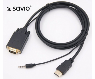 Savio HDMI - D-Sub (VGA) + Jack 3,5mm kabel 1,8m černý (S...