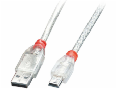 Lindy USB-A - miniUSB USB kabel 0,5 m průhledný (41781)