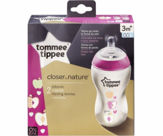 Tommee Tippee Dekorovaná láhev 2 x 340ml - dívka