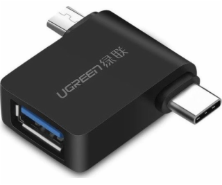 Ugreen microUSB USB adaptér – USB + USB-C černý (30453)