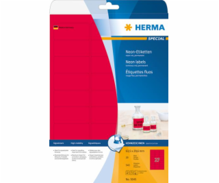 Herma Color etikety 5045, A4, 63,5 x 29,6 mm, jasně červe...