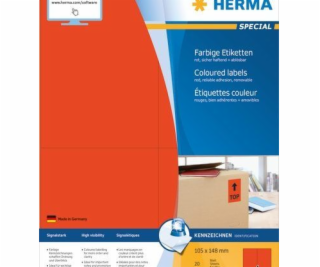 Štítky Herma Color, A4, 105 x 148 mm, červené, snímatelné...