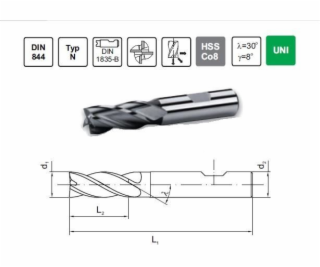 Fréza čelní fanar NFPA FI 5.0 13/57 Z4 HB6 HSSE DIN 844 -...