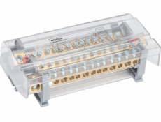 MOREK MOBLOCK 4pólový rozvodný a rozvodný blok 160A-14, 1 x 50 mm2 + 4 x 35 mm2 + 9 x 16 mm2 TS35 MAB4161A18