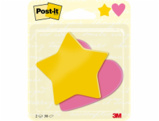 Post-It 3M Post-it® samolepicí papírky, hvězda a srdce, 70x72mm, 2x30 karet.