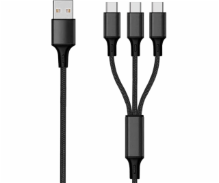 USB kabel 2GO 2GO 3v1 USB Ladekabel - černý - 150 cm pro ...