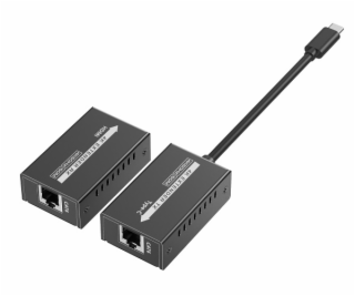 PremiumCord USB-C na HDMI extender přes patch kabel Cat5e...