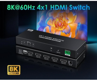 PremiumCord HDMI switch 4:1 s podporou rozlišení 8K@60Hz,...