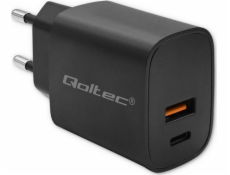 QOLTEC 52377 GaN POWER PRO charger 1xUSB-C 1xUSB 30W 5-20V 1.5-3A Black