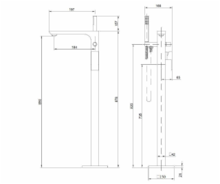 Laisvai pastatomas vonios maišyt Invena Paros BW-09-W01-A