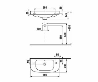 Umyvadlo JIKA DEEP, 500×230 mm