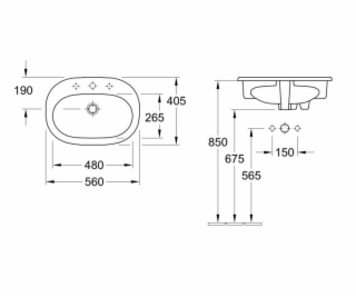 Umyvadlo VILLEROY & BOCH O. NOVO 41615601, 560×405 mm