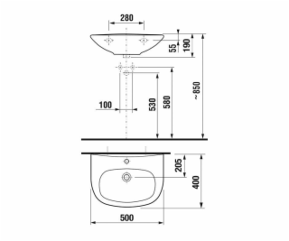 Umyvadlo JIKA ZETA, 500×400 mm