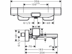 Vonios maišytuvas Hansgrohe Ecostat E 15774000, chromo