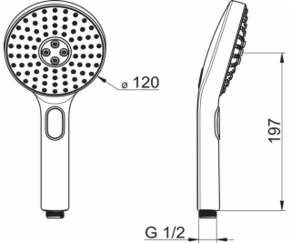 Dušo galvute Oras Hydractiva 242403, pilka/chromo, 120 mm