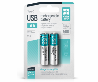 Colorway nabíjecí baterie AA 2200mAh/ USB-C/ 1.5V/ 2ks v ...