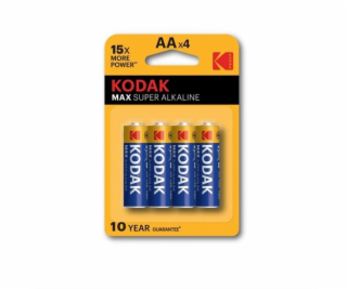 Baterie Kodak AA MAX alkalická 4 ks, blistr