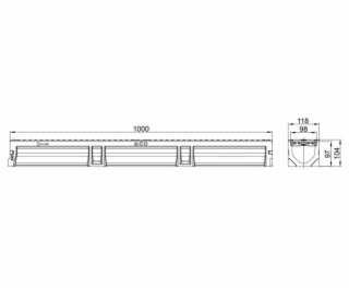 Drenažo latakas su ketaus grotelemis B125 Euroline, 1 m