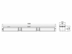 Drenažo latakas su ketaus grotelemis B125 Euroline, 1 m