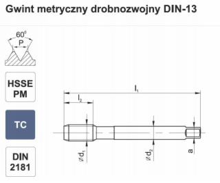 Ventilátor TAP M 8x1 NGMM/2-P DIN-2181 (6HX) HSSE-PM TICN...