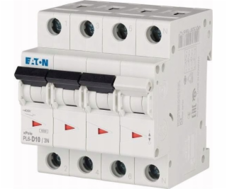 Eaton Overprournt Switch 3P+N D 10A 6KA AC PL6-D10/3N 165031