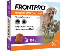 FRONTPRO tablety proti blechám a klíšťatům pro psa (>25-50 kg) - 3x 136 mg