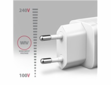 AXAGON ACU-PD30W, Sil nabíječka do sítě 30W, 1x port USB-C, PD3.0/PPS/QC4+/SFC/AFC/Apple, bílá