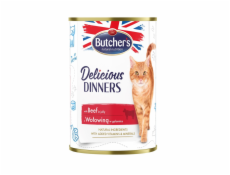 BUTCHER S Delicious Dinners Kousky hovězího v želé - mokré krmivo pro kočky - 400 g