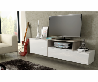 Cama TV skříňka SIGMA 3 180 bílá/bílý lesk + dub sonoma