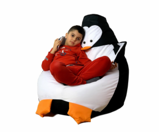 Sako taška pouf Penguin černá a bílá XL 130 x 90 cm