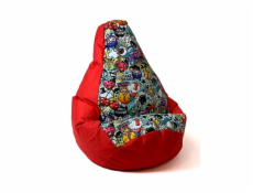 Sako bag pouffe Potisk hrušky červená-graffiti XL 130 x 90 cm