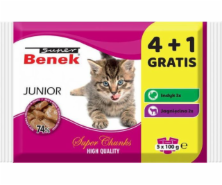 SUPER BENEK Junior - mokré krmivo pro kočky - 5 x 100g