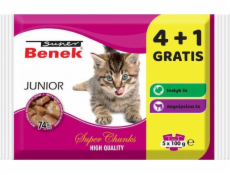 SUPER BENEK Junior - mokré krmivo pro kočky - 5 x 100g