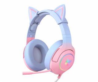 Herné slúchadlá K9 7.1 RGB Proceros Cat Pink-Blue USB uši