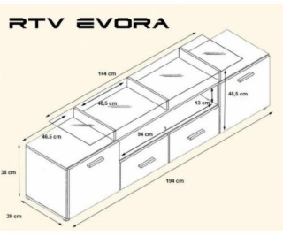 Televizní stolek Cama EVORA 200 černá/šedá lesk