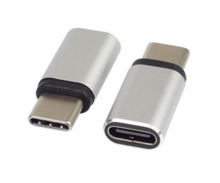 Adaptér USB-C Female - USB-C Male, stříbrná