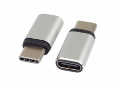 Adaptér USB-C Female - USB-C Male, stříbrná