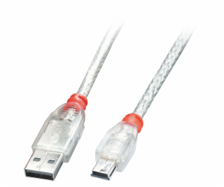 Lindy USB-A - miniUSB USB kabel 5 m průhledný (41785)