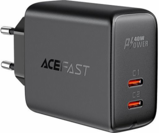 Sieťová nabíjačka Acefast A9, 2x USB-C, PD 40W (čierna)