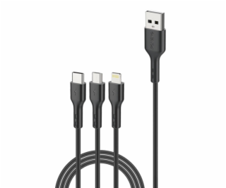 Foneng X36 3v1 kábel USB-C / Lightning / Micro USB, 2,4 A...