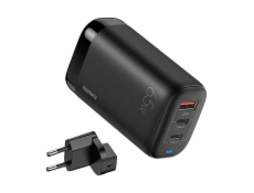 Nástenná nabíjačka Remax, RP-U55, 2x USB-C, USB, EU 65W (čierna)