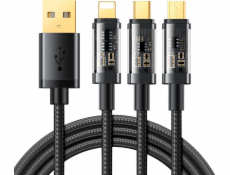 USB kábel Joyroom S-1T3015A5 3v1 USB-C / Lightning / Micro USB 3,5 A 1,2 m (čierny)