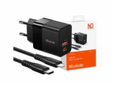 Nástenná nabíjačka Mcdodo CH-1952 USB + USB-C, 20W + kábel USB-C na Lightning (čierna)