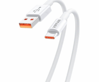 Kábel USB na USB-C VFAN X17, 6A, 1,2 m (biely)