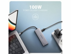 AXAGON HMC-5H60, USB 5Gbps hub, porty 2x USB-A, 1x USB-C, HDMI 4k/60, PD 100W, kabel USB-C 15cm