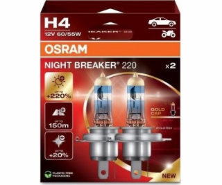 OSRAM NIGHT BREAKER 220 H4 AUTO HALOGENOVÁ ŽÁROVKA 2 kusů