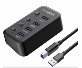 PremiumCord USB 3.2 Superspeed HUB 4-portový s vypínači p...