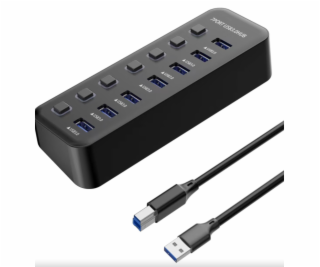 PremiumCord USB 3.2 Superspeed HUB 7-portový s vypínači p...