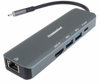 PremiumCord USB-C na HDMI, 2x USB3.2, PD 100W,RJ45